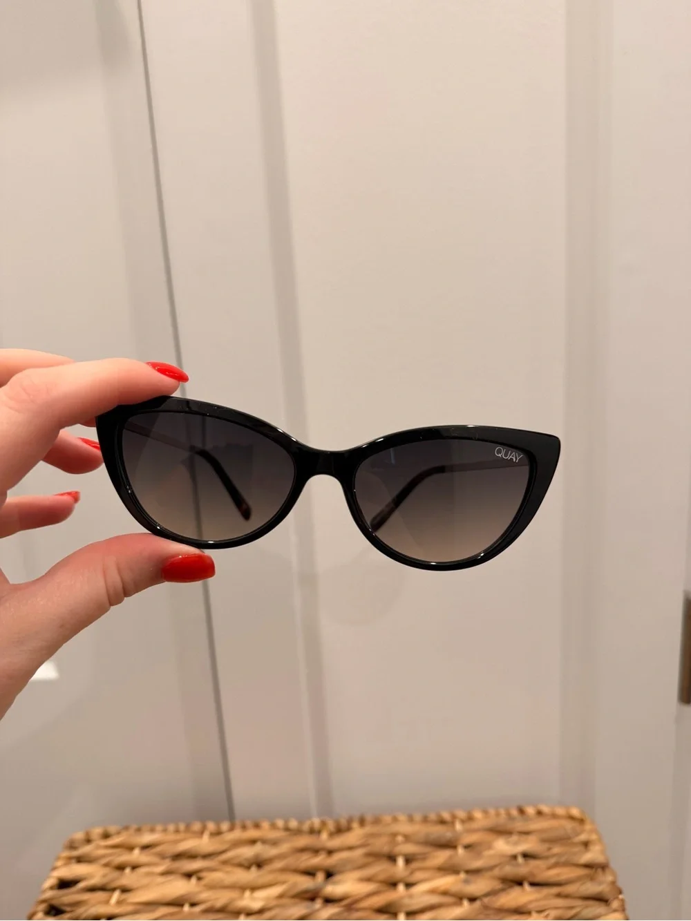 Quay Australia Black Cat-Eye Sunglasses with Gradient Lenses